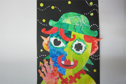 図画工作中学年平面作品 真夜中のピエロ