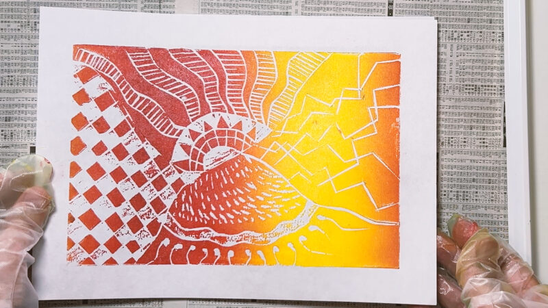 木版画グラデーションでの刷り