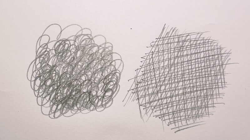 鉛筆の濃淡や重なりを試す